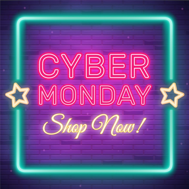 Free vector neon cyber monday sale sign