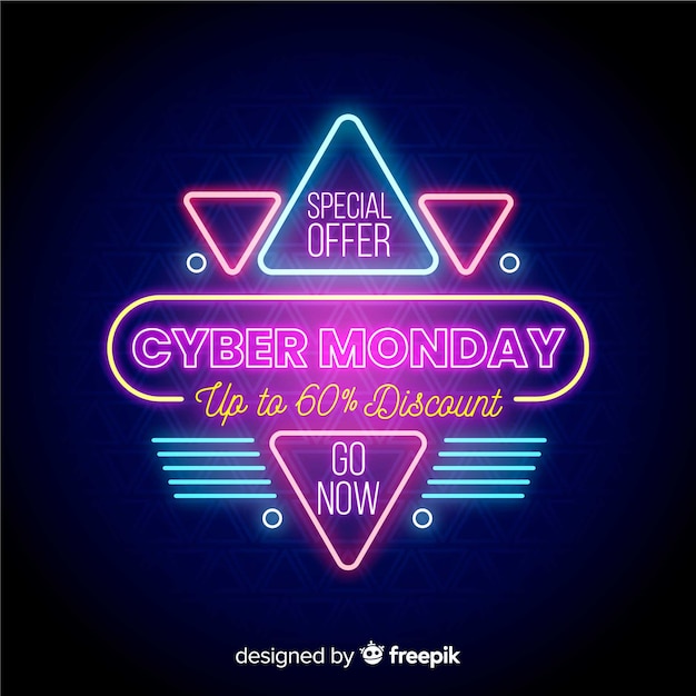 Neon cyber monday special offer banner