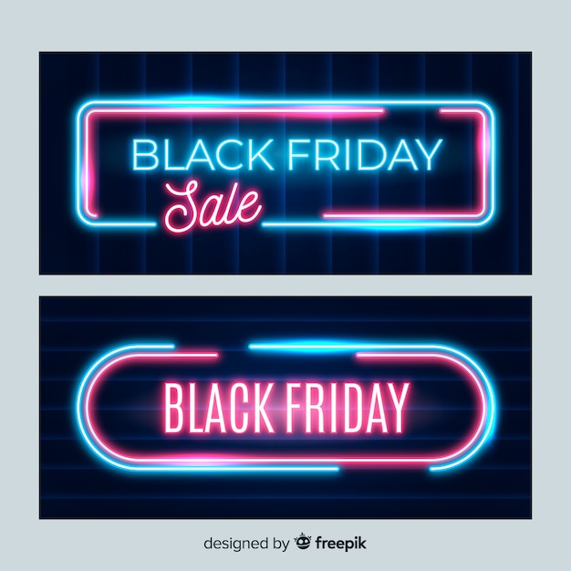 Free vector neon design black friday banners template