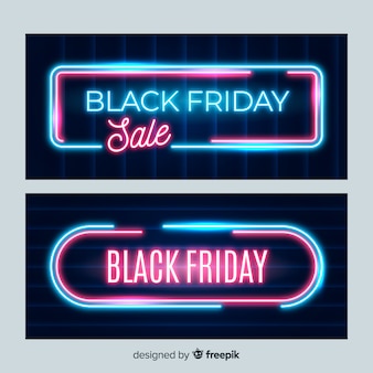 Neon design black friday banners template