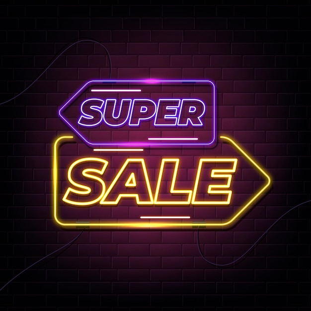 Neon design with sale sign