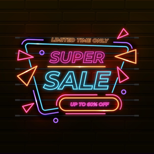 Free vector neon design with sale sign