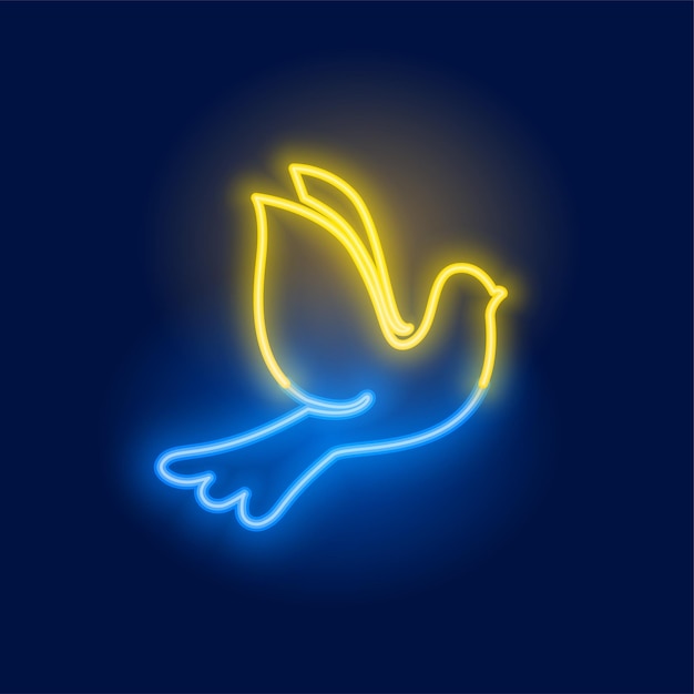 Neon dove bird in ukraine flag colors