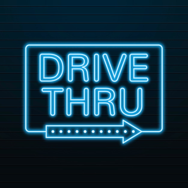 Free vector neon drive thru sign