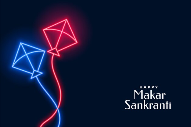 Neon flying kites for makar sankranti festival