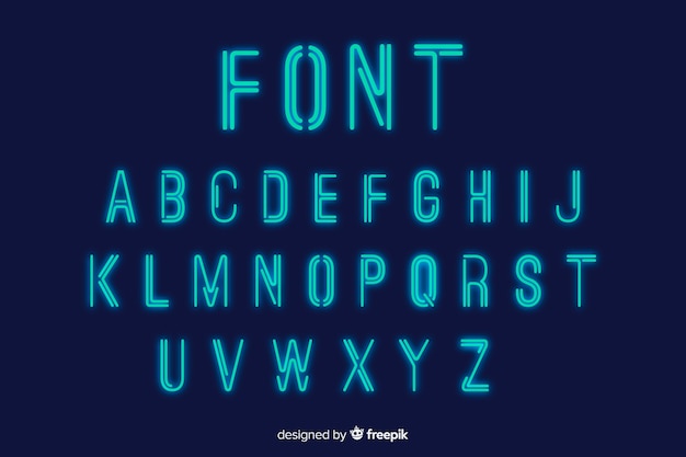 Neon font template flat design