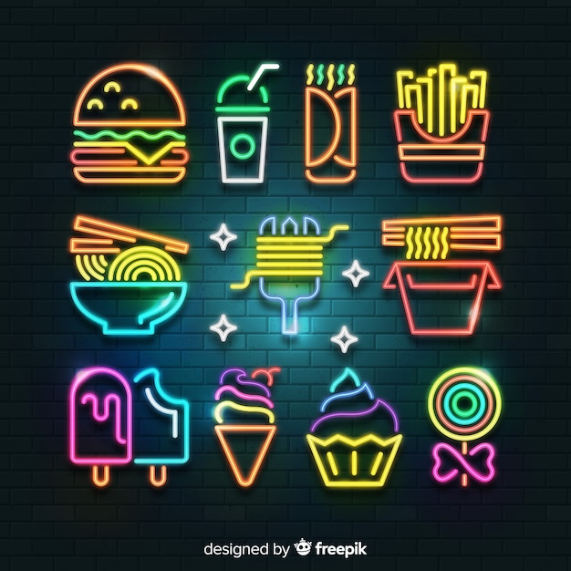 Neon food collection