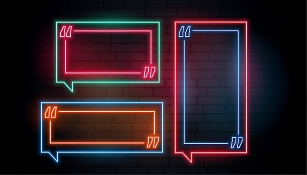 Free vector neon frame quotation boxes pack