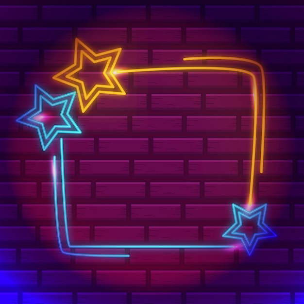 Two Round Neon Sign Vector Brick Stock Vector (Royalty Free) 1385710694