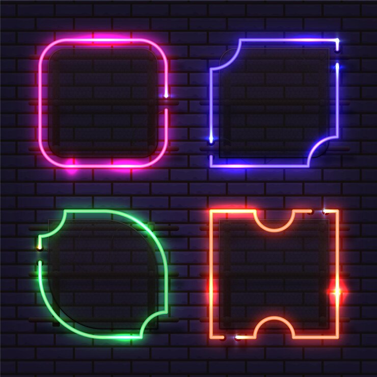 Free Vector neon frame of various shapes collection