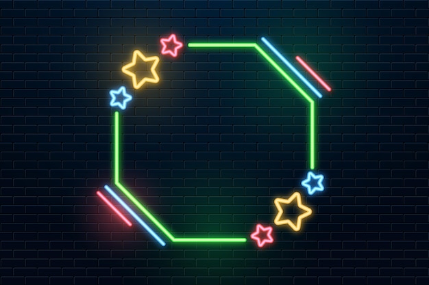 Free vector neon frame with colorful little stars