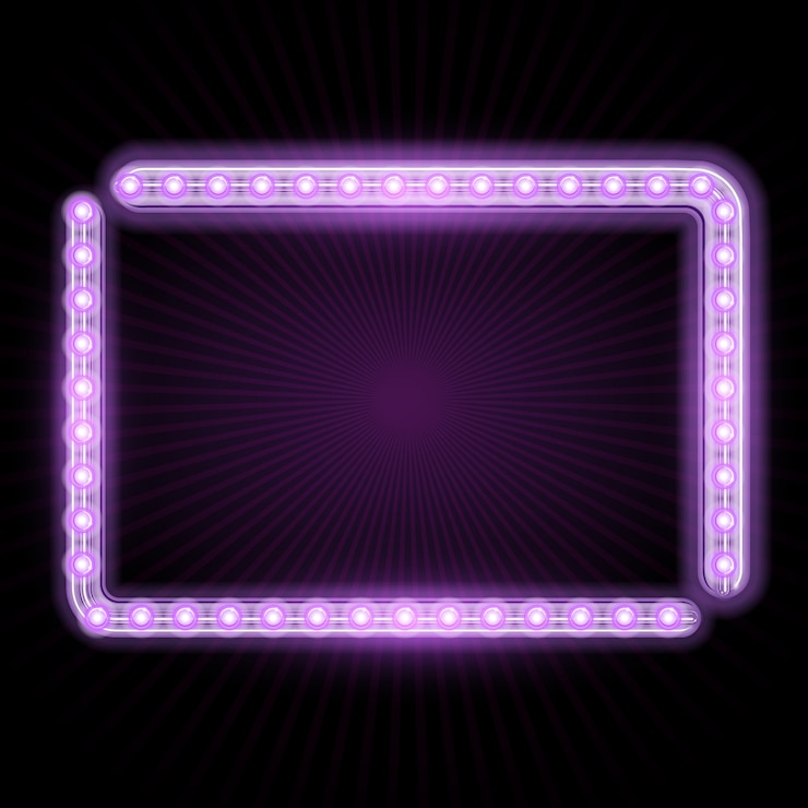 Free Vector neon frame with glowing lights and starburst