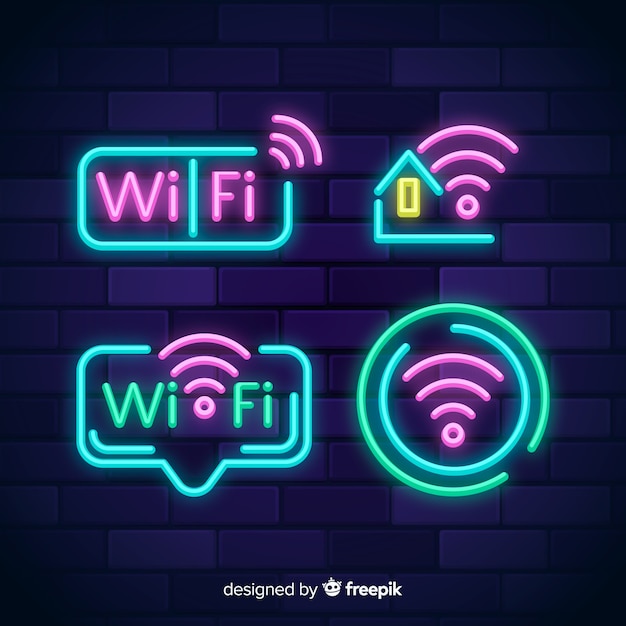 Neon free wifi sign collection