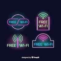 Free vector neon free wifi sign collection