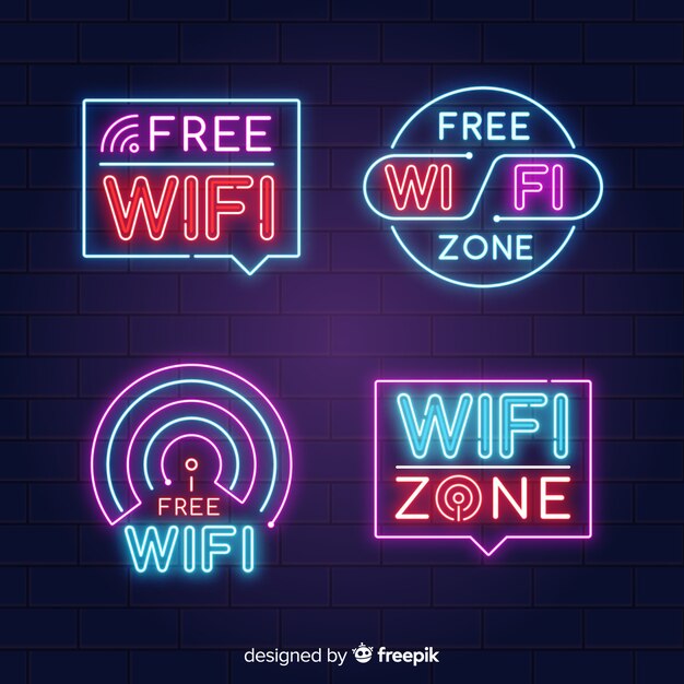 Neon free wifi sign collection