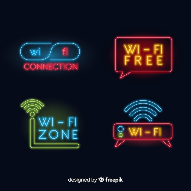 Free vector neon free wifi sign collection