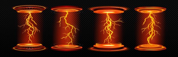 Free vector neon game portal with lightning and glow effect