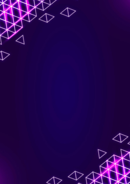 Неоновая геометрическая граница на темно-фиолетовом векторе шаблона плаката