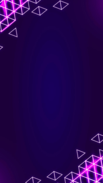 Free vector neon geometric border on a dark purple social story template vector