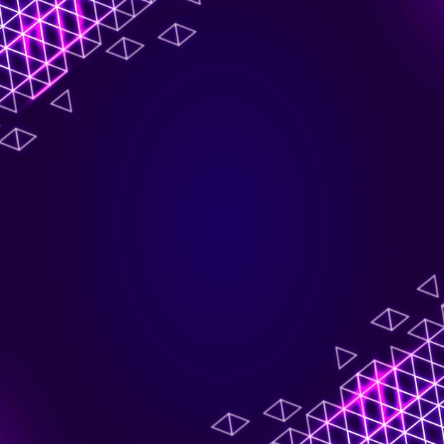 Free vector neon geometric border on a squared dark purple