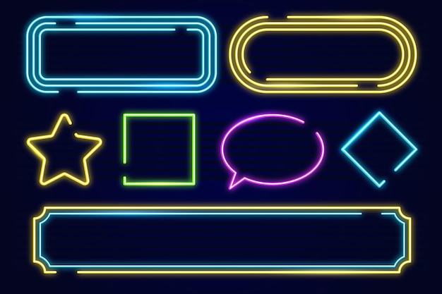 Free vector neon geometric frame collection