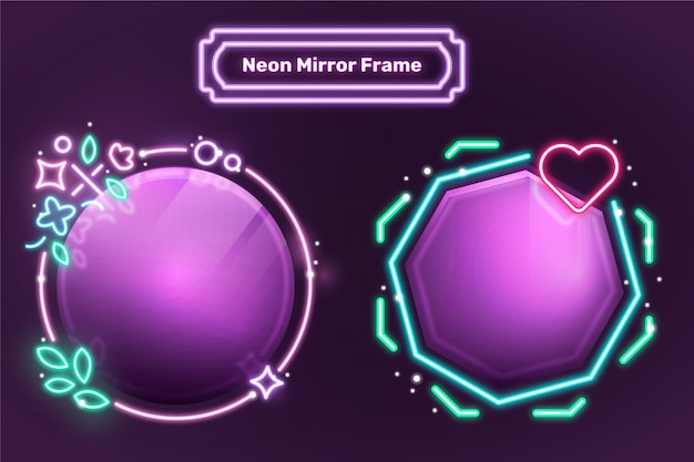 Free vector neon geometric frame collection