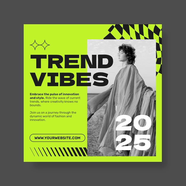 Free vector neon geometric trendy instagram post template