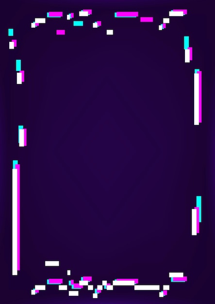 Neon glitched frame on a dark background