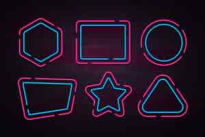 Free vector neon glowing frame collection