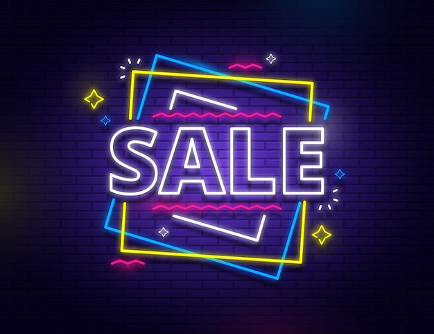 Free vector neon glowing sale sign