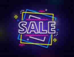 Free vector neon glowing sale sign