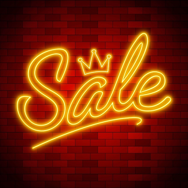 Free vector neon glowing sale sign