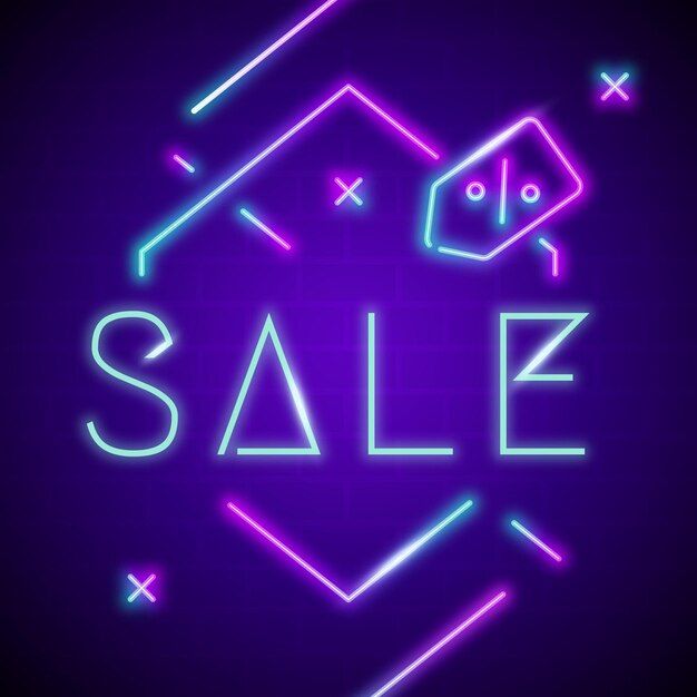 Neon glowing sale sign
