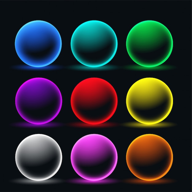 Neon glowing sphere circles set