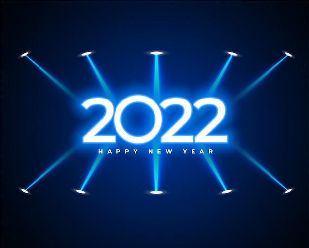 Neon glowing style 2022 new year background with spot lights