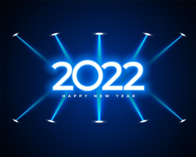 ネオンの光るスタイル2022年の新年の背景とスポットライト