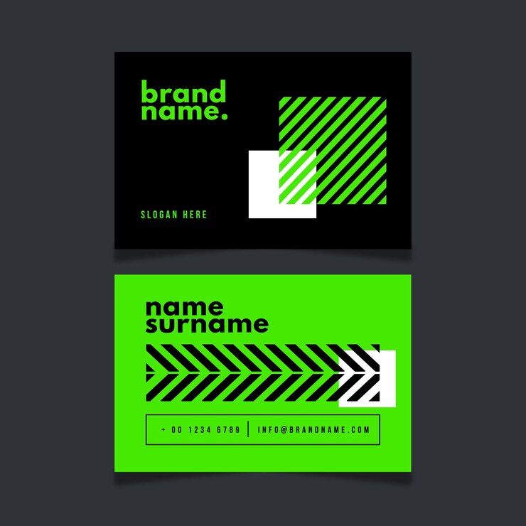 Free Vector neon green business card collection
