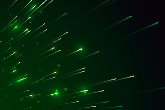 Free vector neon green shooting stars pattern on a dark background