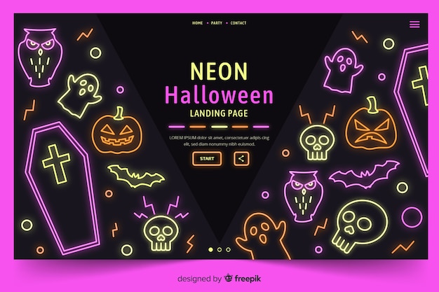 Neon halloween landing page