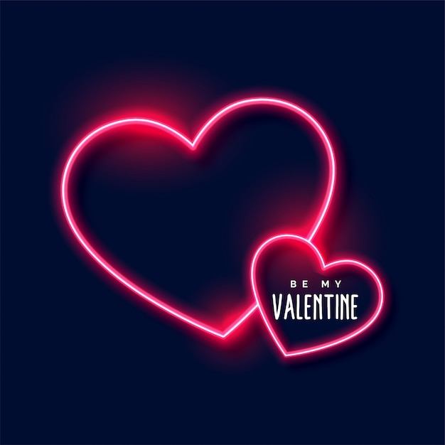 Free vector neon hearts background for valentines day