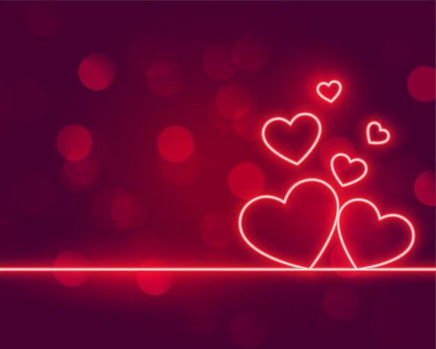 Neon hearts love valentines day design