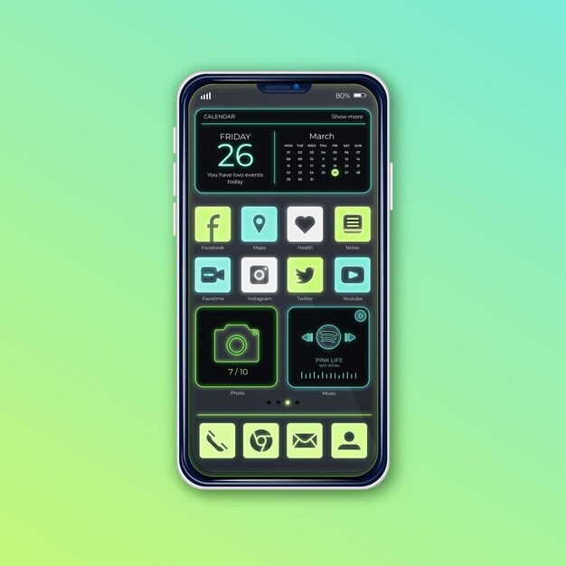 Neon home screen