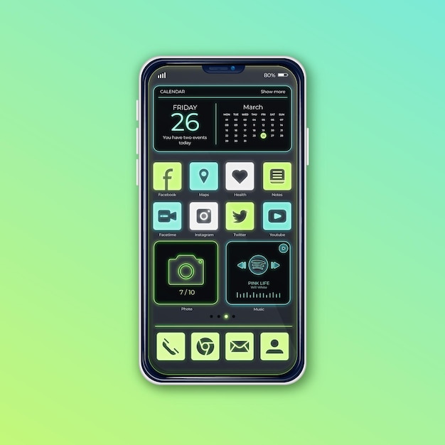 Neon home screen