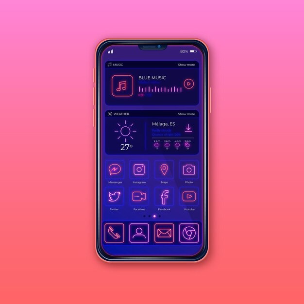 Neon home screen