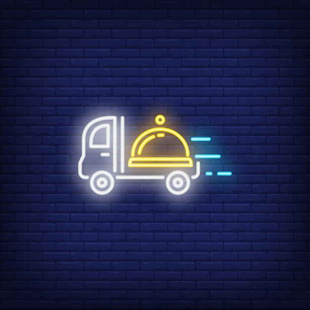 Neon icon of restaurant delivery service