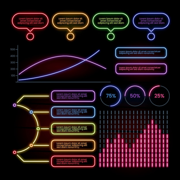 Neon infographic collection