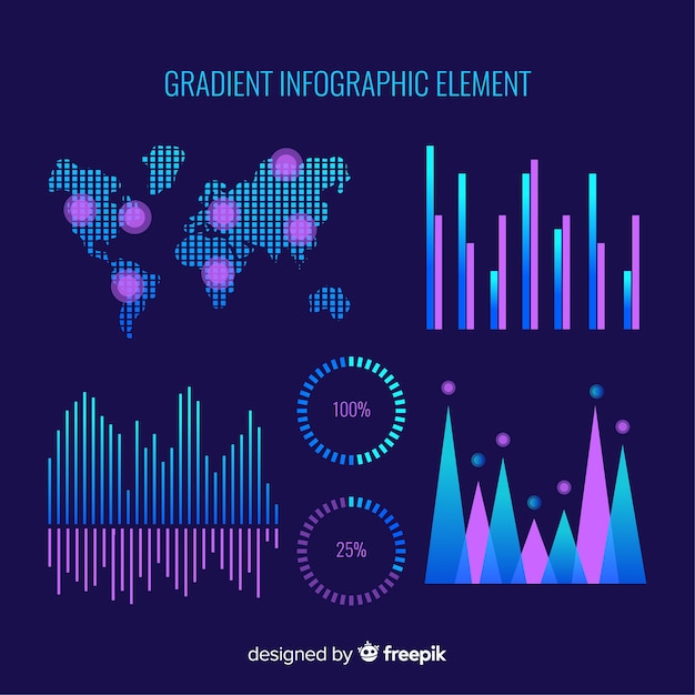 Neon infographics elements collection