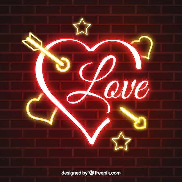 Neon isolated heart background