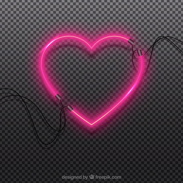 Neon isolated heart background