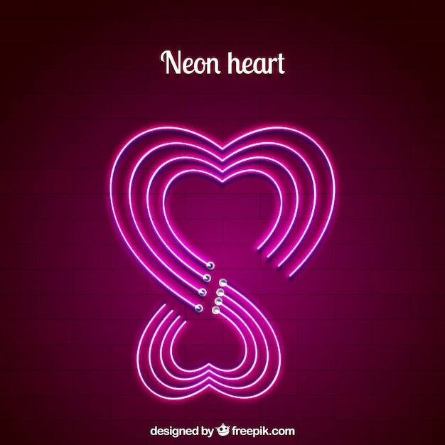 Neon isolated heart background